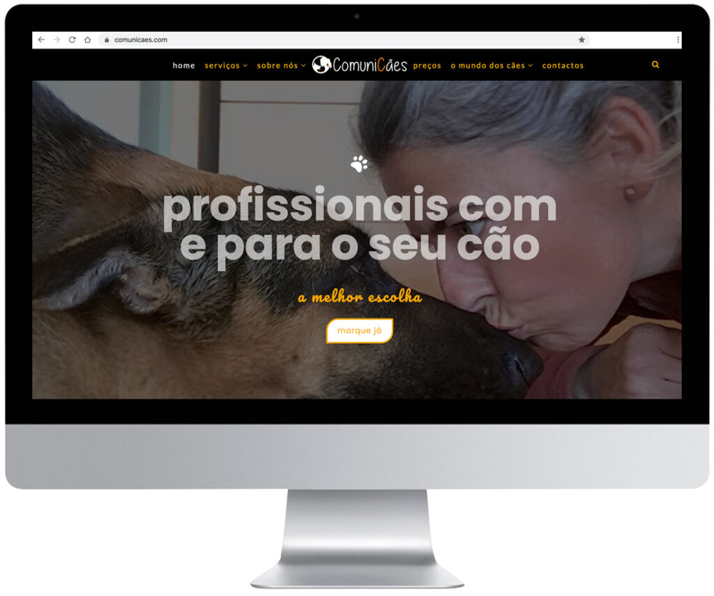 Imagem ecrã site comunicães: profissionais com e para o seu cão